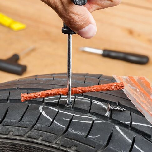 مجموعة أدوات إصلاح الإطارات شديدة التحمل من ستيد ماكس، مجموعة سدادات الإطارات للسيارات والدراجات النارية والدراجات الكهربائية، مجموعة أدوات إصلاح الثقب مع مقابض على شكل حرف T ومقابس (عبوة واحدة) in Kuwait