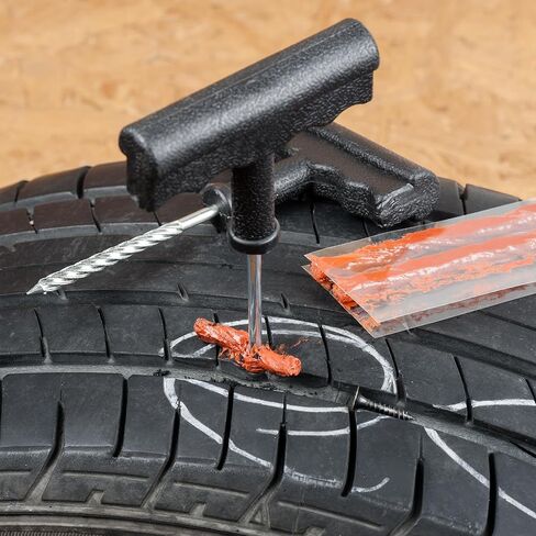 مجموعة أدوات إصلاح الإطارات شديدة التحمل من ستيد ماكس، مجموعة سدادات الإطارات للسيارات والدراجات النارية والدراجات الكهربائية، مجموعة أدوات إصلاح الثقب مع مقابض على شكل حرف T ومقابس (عبوة واحدة) in Kuwait