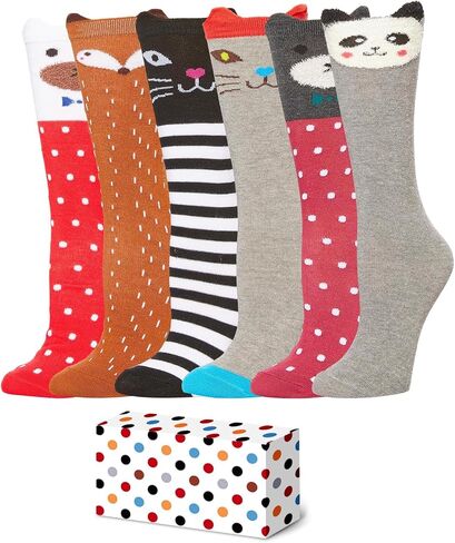 Knee High Socks for Girls - Animal Gift 5 Pairs Kids Long Crazy Tall Funny Socks in Saudi Arabia