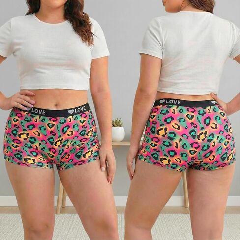 Women's Underwear Boxer Briefs Soft Moisture Wicking Lightweight Leopard Printed Mid Rise Boxer Briefs in Saudi Arabia