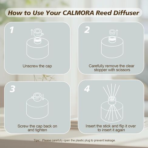 مجموعة هدايا CALMORA Reed Diffuser مكونة من 3 قطع، 50 مل معطر منزلي مع 15 عصا من القصب | زيت معطر بالزنبق والياسمين/اللافندر/الكتان الطازج للنساء والأم والدفء المنزلي in Saudi Arabia