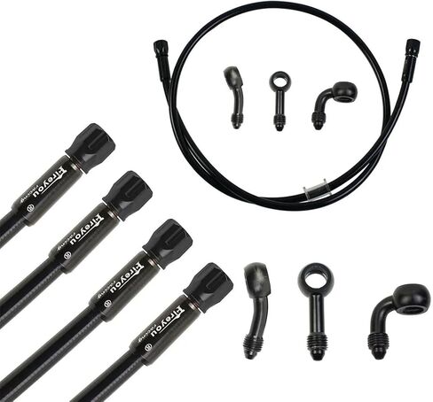 خط فرامل الدراجة النارية خرطوم مضفر 400-2400 مم AN3 أنبوب القابض الهيدروليكي خط فرامل الدراجة النارية خط أنابيب سائل زيت نقطة لدراجة السباق ATV Dirt Pit Street، إزالة التركيبات البانجو (2100 مم) in Kuwait