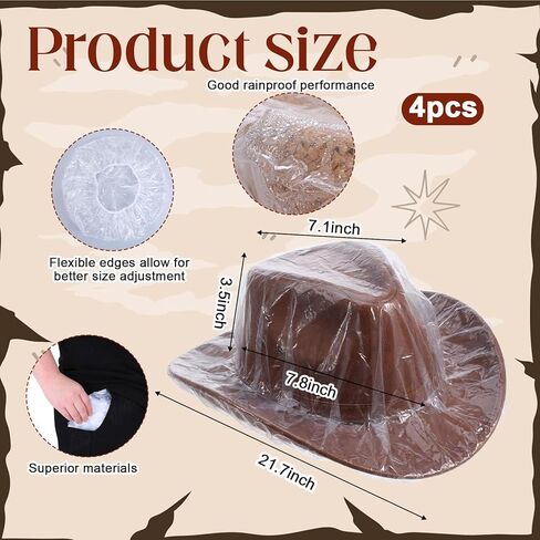 4 Pcs Cowboy Hat Cover, Unisex Cowboys Hats Covers Transparent Cowboy Hat Rain Cover for Dust Waterproof Hats Protector for Storage in Saudi Arabia