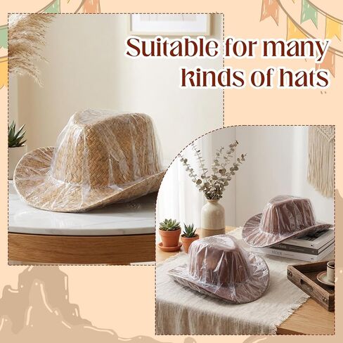 4 Pcs Cowboy Hat Cover, Unisex Cowboys Hats Covers Transparent Cowboy Hat Rain Cover for Dust Waterproof Hats Protector for Storage in Saudi Arabia