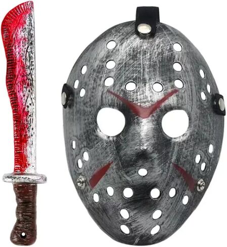 Boolavard Cosplay Machete Costume Halloween Horror Movie Hockey Mask for Adult Scary Halloween Party in Saudi Arabia