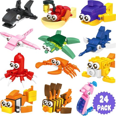 Easter Party Favors for Kids 8-12, 24 Pack Birthday Gifts for Boys Girls Toddlers Teen 12-In-1 Insect Building Block Toys, Easter Basket Stuffers Egg Fillers Easter Goodie Bag Classroom Prizes in Kuwait