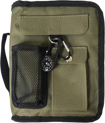 Bible Cover Case for Men Women Army Green Camo Medium Bible Cover with Durable Handle Quilted Carrying Case Prayer Church Scripture Tote Bible Case Scout Book Cover with Compass Carabiner Camouflage in Kuwait