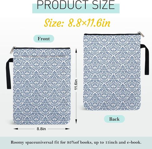 Navy Grandmillenial Chinoiserie Book Sleeve Book Lover Gifts for Women, Blue and White Book Cover for Grandma with Zipper and Handle, Book Accessories Bookish Group Book Club Gifts in Saudi Arabia
