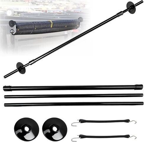 Heavy Duty Tarp Retention Bar - Tarp Retention Bow Cross Pull Bar, with 2 Rubber Ropes，extensible 71" to 100" in Kuwait