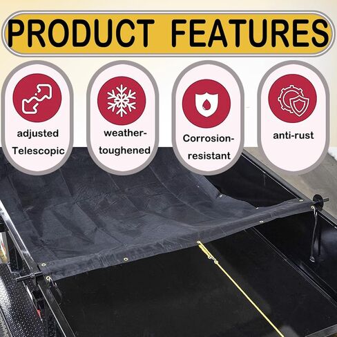 Heavy Duty Tarp Retention Bar - Tarp Retention Bow Cross Pull Bar, with 2 Rubber Ropes，extensible 71" to 100" in Kuwait