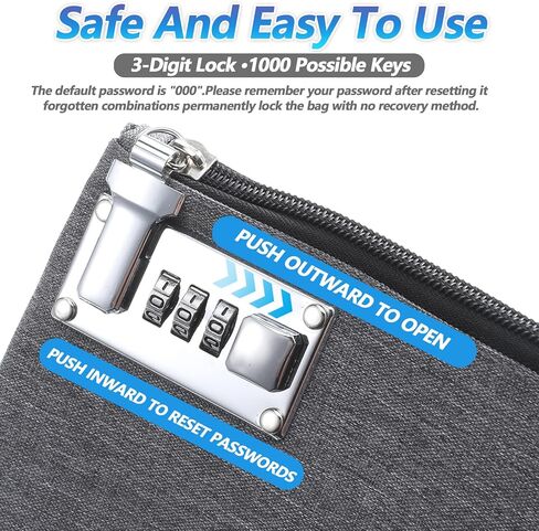 Money Bag with Lock, 5 x 8in Cash Locking Bags with Zipper, 3-digit Combination Locking Bank Bags Waterproof Money Bag for Passports, Cash, Valuables,Credit Card in Saudi Arabia