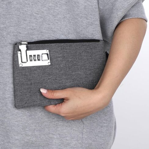 Money Bag with Lock, 5 x 8in Cash Locking Bags with Zipper, 3-digit Combination Locking Bank Bags Waterproof Money Bag for Passports, Cash, Valuables,Credit Card in Saudi Arabia