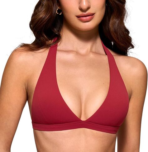 Womens Deep V-Neck Halter Longline Sports Bra Padded Low Back Low Impact Fitness Yoga Bra Workout Crop Top in Saudi Arabia