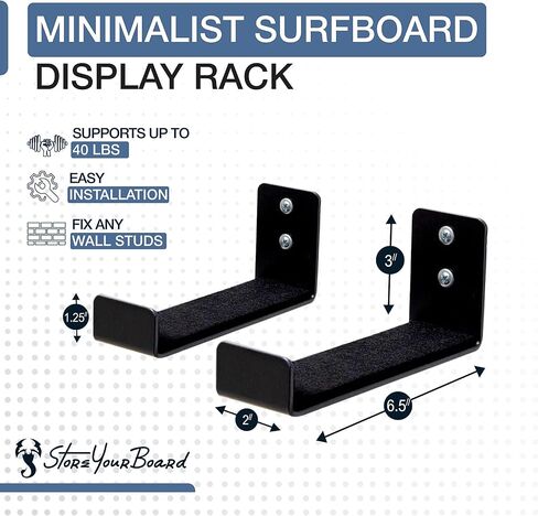 StoreYourBoard Naked Surf, The Original Minimalist Surfboard Wall Rack, Display Rack, Black Aluminum in Kuwait