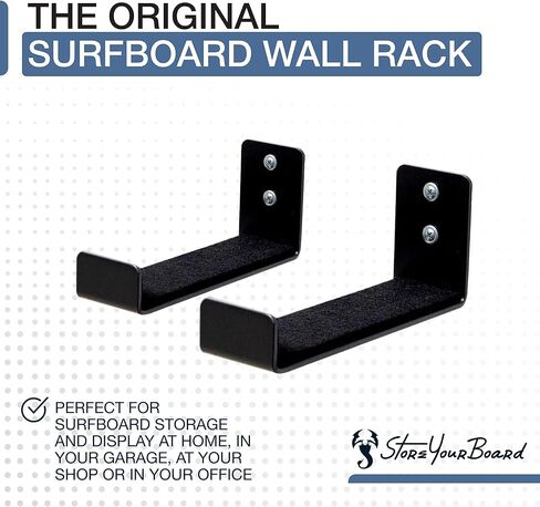 StoreYourBoard Naked Surf, The Original Minimalist Surfboard Wall Rack, Display Rack, Black Aluminum in Kuwait