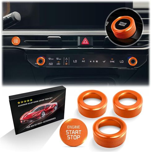 لملحقات Kia K5 2025-2026 (EX/LXS/GT/GT-Line)، مجموعة 4 قطع غطاء مقبض من سبائك الألومنيوم (أحمر) - تشغيل الدفع، تكييف الهواء ووضع القيادة. ترقية داخلية وتثبيت بدون أدوات in Kuwait