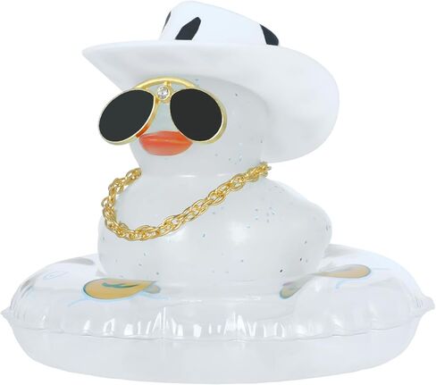 BOZILY Jeeps Duck Car Decor Rubber Duck, with Heart Crown, Necklace, Sunglasses & Adhesive Tapes for Car Dashboard, Office in Saudi Arabia
