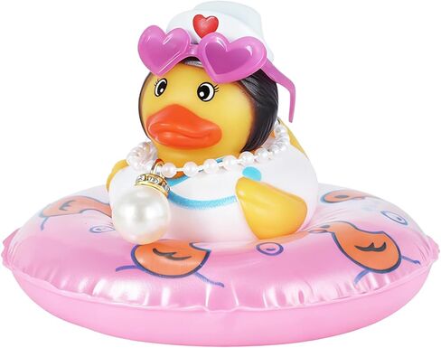 BOZILY Jeeps Duck Car Decor Rubber Duck, with Heart Crown, Necklace, Sunglasses & Adhesive Tapes for Car Dashboard, Office in Saudi Arabia