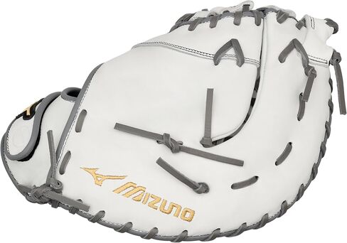 Mizuno GXF50FPW2 MVP Prime Fastpitch Softball First Base Mitt 13 بوصة، القاعدة الأولى، غطاء اليد اليسرى، أبيض-رمادي in Kuwait