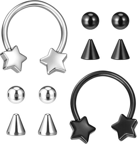 Yolev Horseshoe Septum Ring 16g Cute Surgical Steel Septum Jewelry Horseshoe Hoop Earring Helix Tragus Earring Lip Rings Nose Piercing Jewelry Balls & Spikes Snake Bite Cartilage Earrings Hoops in Saudi Arabia