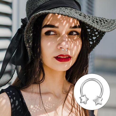 Yolev Horseshoe Septum Ring 16g Cute Surgical Steel Septum Jewelry Horseshoe Hoop Earring Helix Tragus Earring Lip Rings Nose Piercing Jewelry Balls & Spikes Snake Bite Cartilage Earrings Hoops in Saudi Arabia