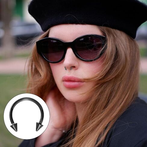 Yolev Horseshoe Septum Ring 16g Cute Surgical Steel Septum Jewelry Horseshoe Hoop Earring Helix Tragus Earring Lip Rings Nose Piercing Jewelry Balls & Spikes Snake Bite Cartilage Earrings Hoops in Saudi Arabia