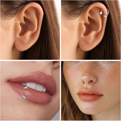 Yolev Horseshoe Septum Ring 16g Cute Surgical Steel Septum Jewelry Horseshoe Hoop Earring Helix Tragus Earring Lip Rings Nose Piercing Jewelry Balls & Spikes Snake Bite Cartilage Earrings Hoops in Saudi Arabia