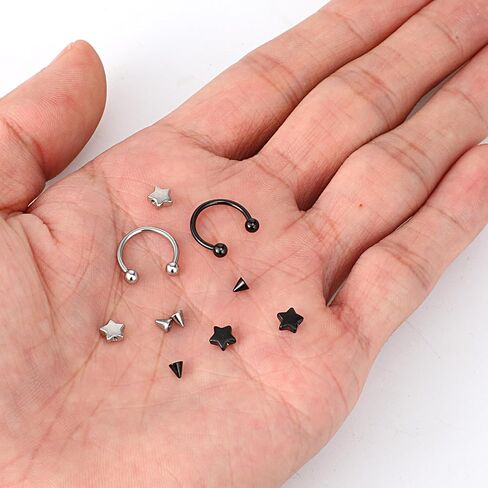 Yolev Horseshoe Septum Ring 16g Cute Surgical Steel Septum Jewelry Horseshoe Hoop Earring Helix Tragus Earring Lip Rings Nose Piercing Jewelry Balls & Spikes Snake Bite Cartilage Earrings Hoops in Saudi Arabia