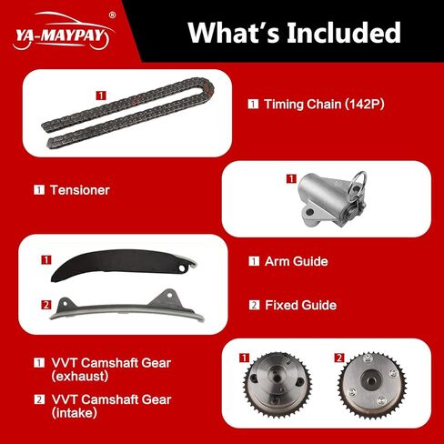 Engine Timing Chain Kit Set, Compatible with Hyundai Kia Elantra Tucson Optima Soul Forte L4 2.0L, Automotive Replaces Part with Intake&Exhaust CVVT Gears 24321-2E200 24350-2E201 in Saudi Arabia