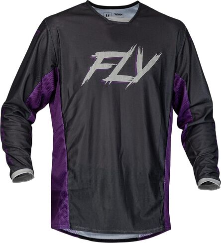 قميص Fly Racing 377-310L Kinetic Mesh Rave Jersey أسود/أرجواني/فضي Lg in Saudi Arabia