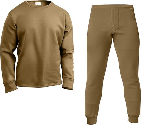 Rothco ECWCS Poly Crew Neck Top & Bottom Set, Coyote Brown, M in Saudi Arabia
