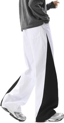 Men's Baggy Wide Leg Jeans Y2k Skater Denim Pants Casual Loose Fit Long Trousers Streetwear in Saudi Arabia