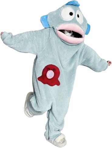 Nightgown Soft Coral Fleece Big Mouth Fish Onesie – Unisex Hooded Long Sleeve Pajamas – Cozy Winter Loungewear in Saudi Arabia