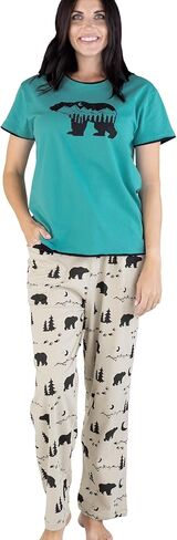 Lazy One Novelty Pajamas Two Piece Set For Women – Funny Cotton Sleepwear with Short Sleeve Top & Lounge Pants with Pockets in Saudi Arabia
