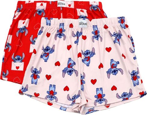 Disney Lilo and Stitch Pajamas for Women, 2 Pack Stitch and Angel Boxer Shorts for Women, Pajama Shorts, S-M-L-XL in Saudi Arabia