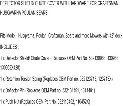 Replacement for Craftsman 42" Deflector Shield W/MOUNTING Hardware 130968 532130968 for OEM in Kuwait