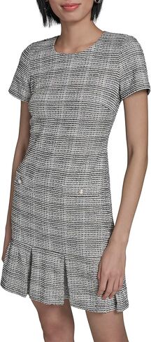 Karl Lagerfeld Women's Short Sleeve Tweed Sheath Mini Dress in Saudi Arabia