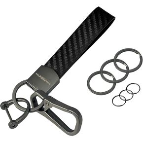 سلسلة مفاتيح جلدية للسيارة مع مشبك سلسلة مفاتيح، 6 حلقات مفاتيح على شكل حرف D، سلسلة مفاتيح بحزام من ألياف الكربون للرجال والنساء in Kuwait