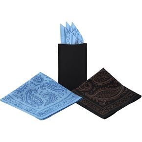 مناديل للرجال، مربعات جيب قطنية ناعمة قابلة لإعادة الاستخدام للرجال مع حامل، 12 × 12 بوصة in Kuwait