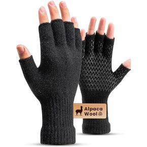 قفازات صوف الألبكة بدون أصابع للرجال والنساء، قفازات شتوية حرارية للقيادة والكتابة والصيد والمشي لمسافات طويلة والجري in Kuwait