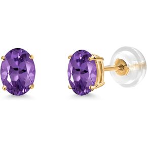 Gem Stone King 14K Yellow Gold Gemstone Birthstone Stud Earrings for Women | Oval 6X4MM | Fine Jewelry for Her Mom Wife in Kuwait
