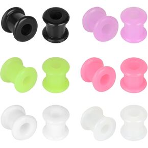 B BodyPJ Sparkles 12 قطعة من مقاييس الأذن السيليكون، مجموعة سدادات الأنفاق، 6 ألوان، مقياس الموسعات in Kuwait