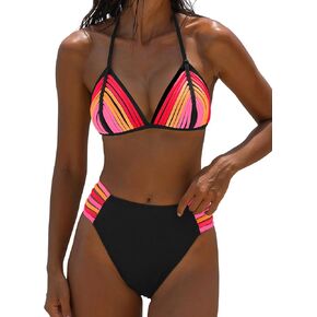 popvil Triangle Halter Bikini Sets for Women Neon Two Piece Sexy Cheeky Swimsuits High Cut String Bathing Suit in Kuwait