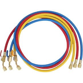 خراطيم التبريد، مجموعة خرطوم شحن مكونة من 3 قطع مع صمام كروي، خرطوم 500 رطل لكل بوصة مربعة (1/4 بوصة، 60 بوصة) لأنظمة تكييف السيارات والشاحنات والمركبات الترفيهية واليخوت in Kuwait