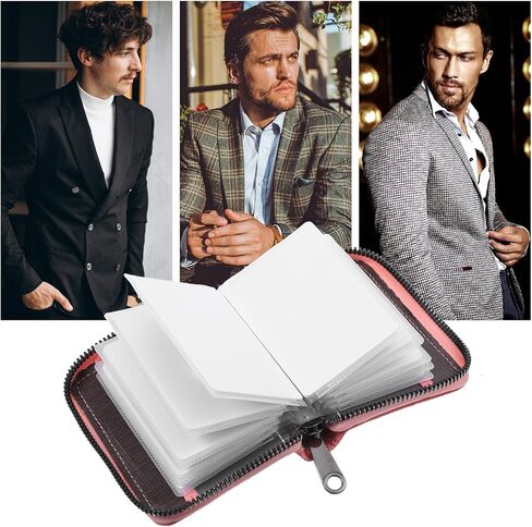 2 Pack Zipper Credit Card Holders, PU Leather Debit Card Wallet Soft ID Bank Business Slim Debit Holders Case with Plastic Sleeves for Women Men, 2 Colors in Saudi Arabia