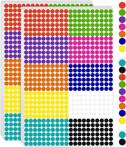 KEYBOO 6000 جهاز كمبيوتر شخصى ملصقات نقطة صغيرة 1/4 "دائرة نقطة ملصقات مستديرة اللون الترميز ملصق التسمية، ملصقات صغيرة ملونة ملصق صغير للأطفال الصغار ملصقات صغيرة في 10 ألوان للمكتب والفصول الدراسية in Kuwait