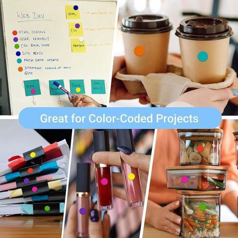 KEYBOO 6000 جهاز كمبيوتر شخصى ملصقات نقطة صغيرة 1/4 "دائرة نقطة ملصقات مستديرة اللون الترميز ملصق التسمية، ملصقات صغيرة ملونة ملصق صغير للأطفال الصغار ملصقات صغيرة في 10 ألوان للمكتب والفصول الدراسية in Kuwait