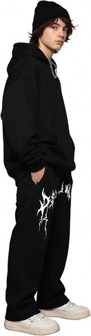 Boy's Graphic Print Casual Sweatpants Elastic Waist Y2K Jungle Loose Fit Pants Punk Streetwear Sweatpants for 13-16Y in Kuwait