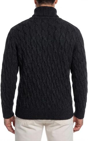 Men's Turtleneck Cable Knit Sweater, Warm Soft Chunky Pullover, Long Sleeve Ribbed Winter Jumper for Casual in Saudi Arabia