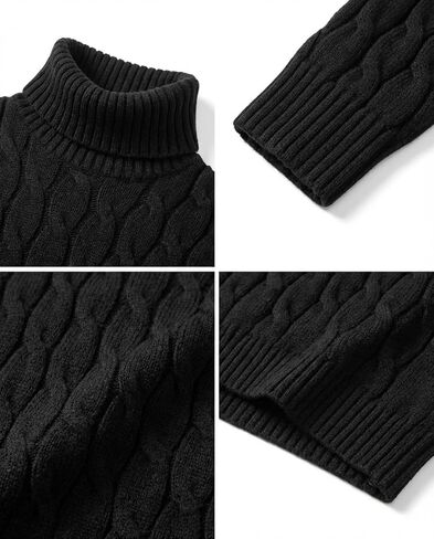 Men's Turtleneck Cable Knit Sweater, Warm Soft Chunky Pullover, Long Sleeve Ribbed Winter Jumper for Casual in Saudi Arabia